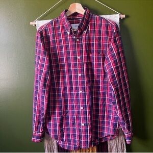 Jack Spade Red Plaid Cotton Button Up Shirt Small